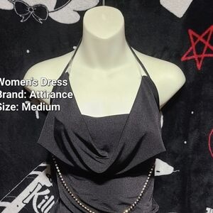 Attirance | Women's Black Sleeveless Halter Mini Dress | Size Medium